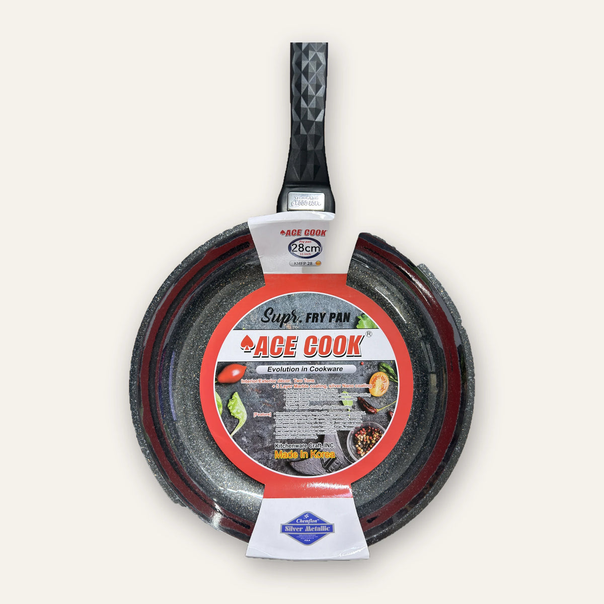ACE COOK Supr. marble-coated fry pan 28 cm in its retail sleeve