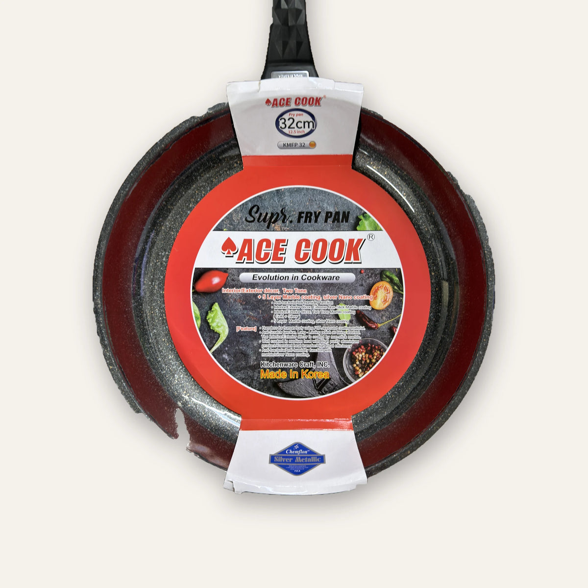 ACE COOK Supr. marble-coated fry pan 32 cm in its retail sleeve