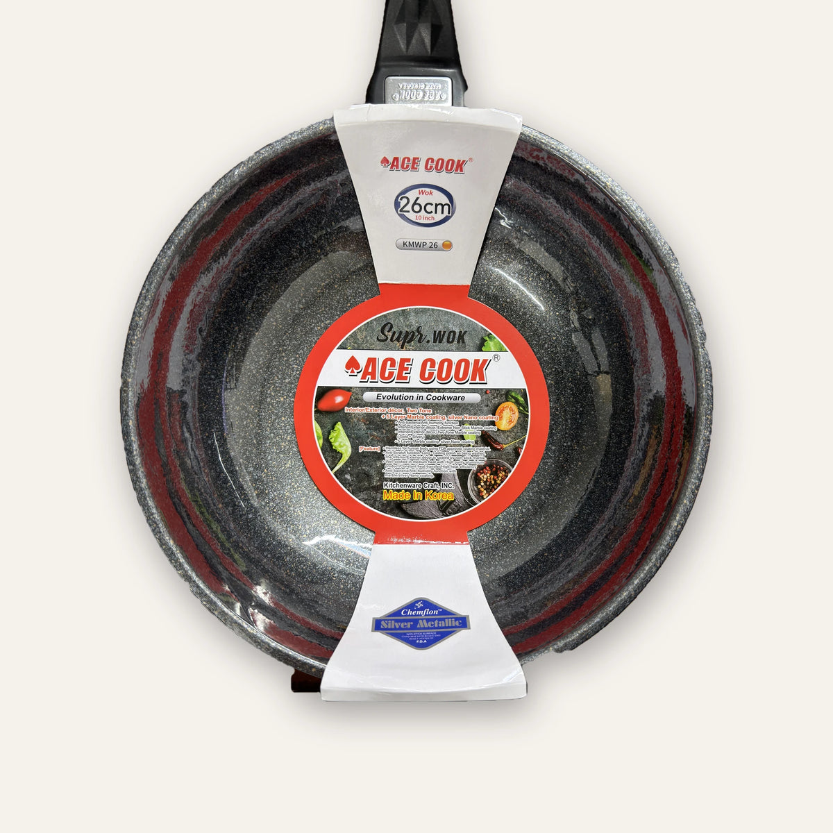 ACE COOK Supr. marble-coated wok 26 cm in its retail sleeve