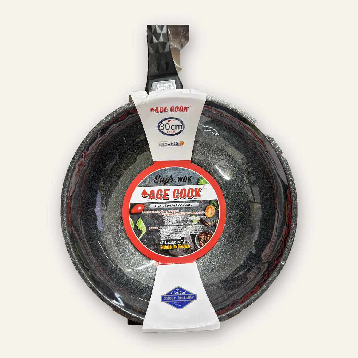 ACE COOK Supr. marble-coated wok 30 cm in its retail sleeve