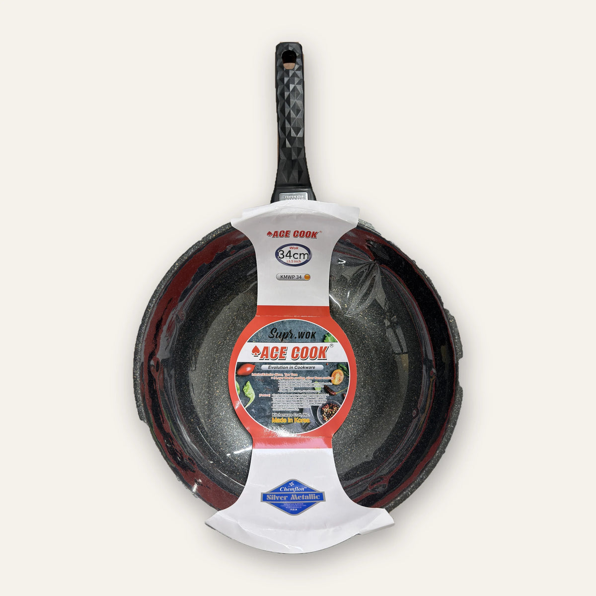 ACE COOK Supr. marble-coated wok 34 cm in its retail sleeve