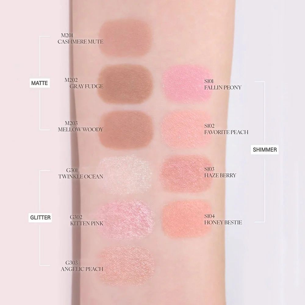 CLIO Soft Blending Shadow Stick shade swatches with names
