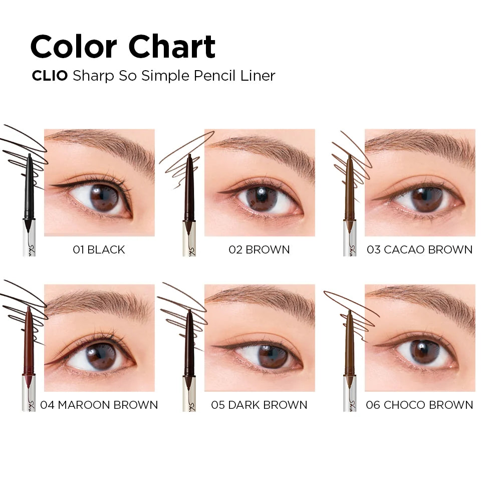 CLIO Sharp So Simple Pencil Liner colour chart