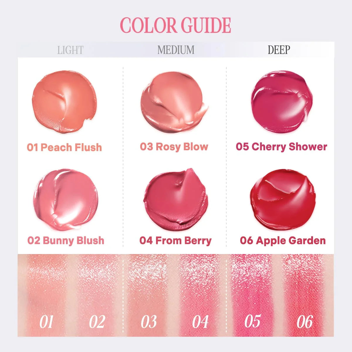 CLIO Essential Lip Cheek Tap colour guide