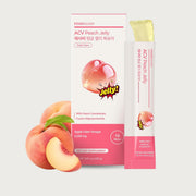 Foodology ACV Peach Jelly box and stick with fresh peaches