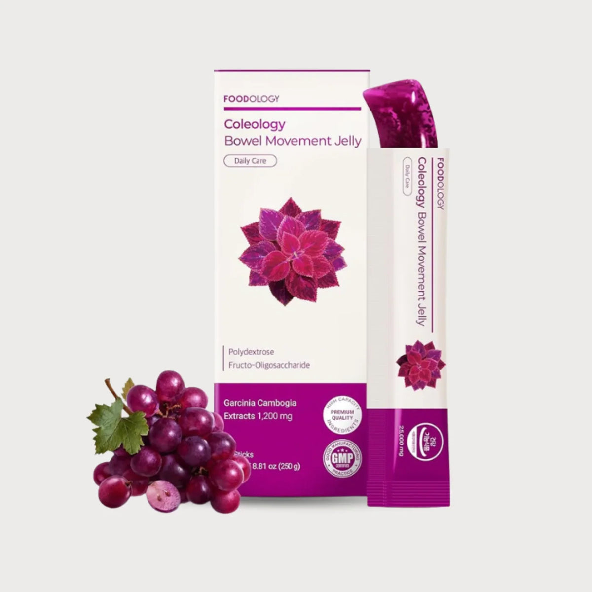 FOODOLOGY Coleology Bowel Movement Jelly box and purple stick, grape flavor, 10 sticks
