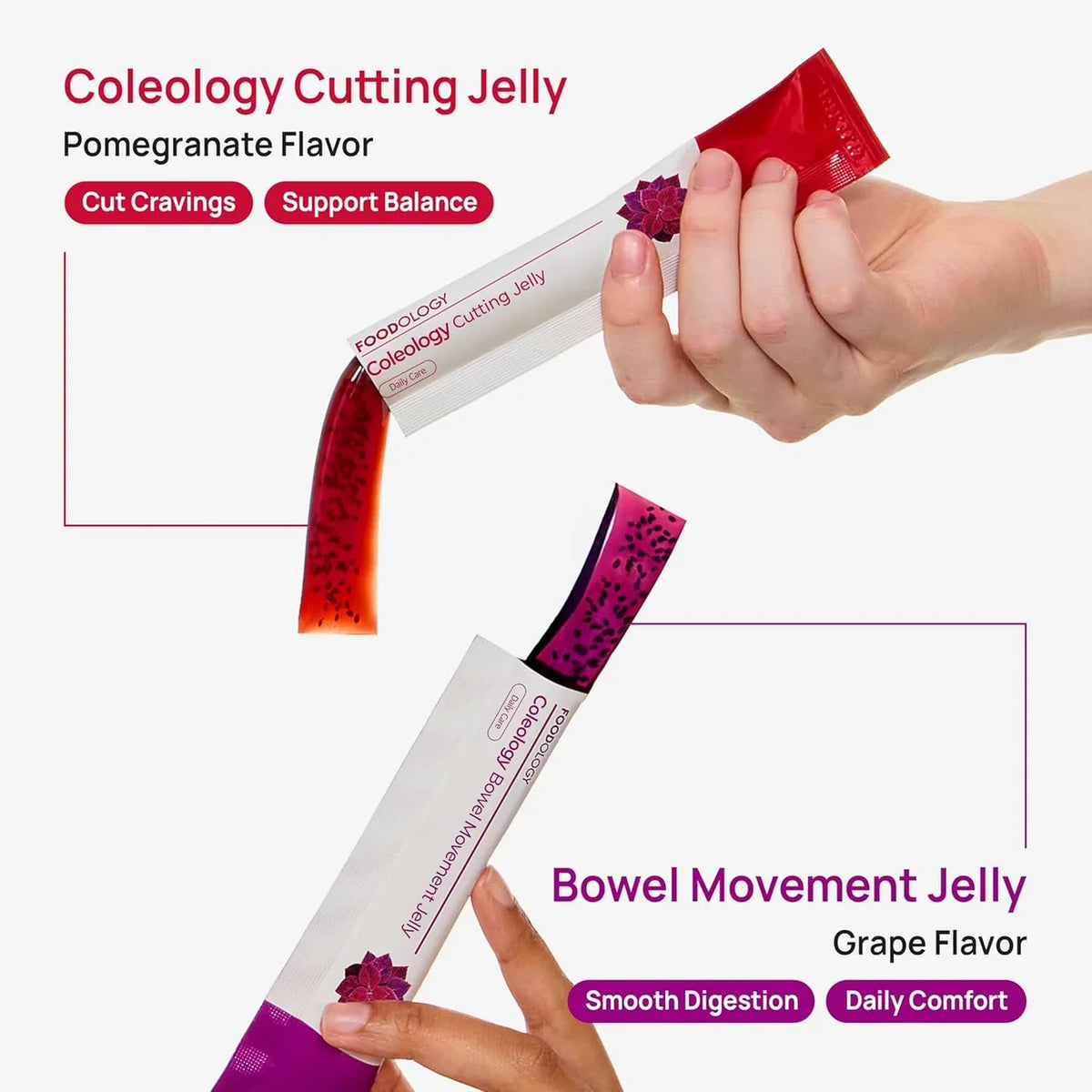 FOODOLOGY Coleology Cutting Jelly and Bowel Movement Jelly compared side by side