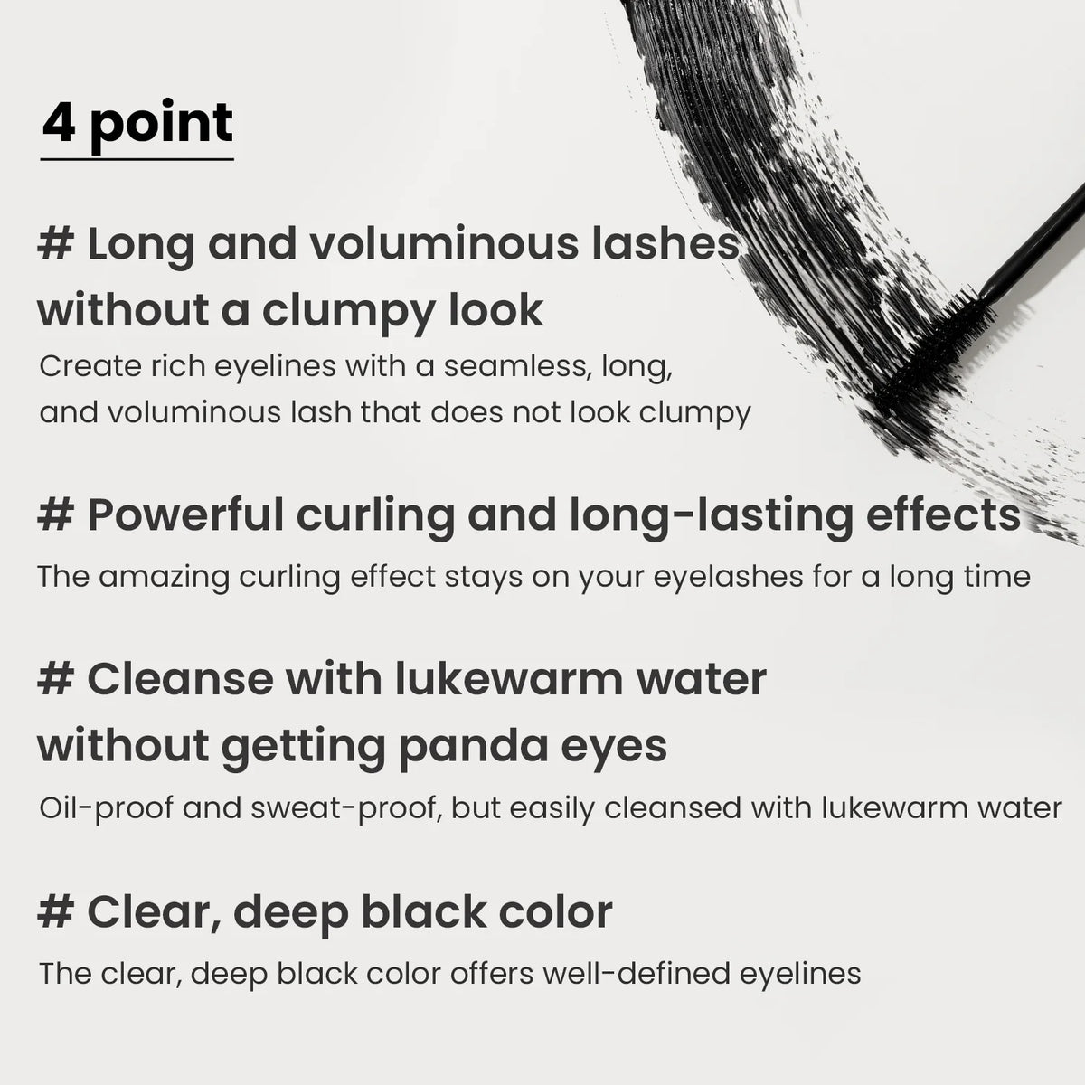 heimish Dailism Smudge Stop Mascara, long lash washable mascara, Curling and Volume