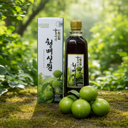 Hongssangri Cheongmaesilwon Korean Green Plum Concentrate 20.3 fl oz (600 ml) — plum concentrate bottle and carton outdoors