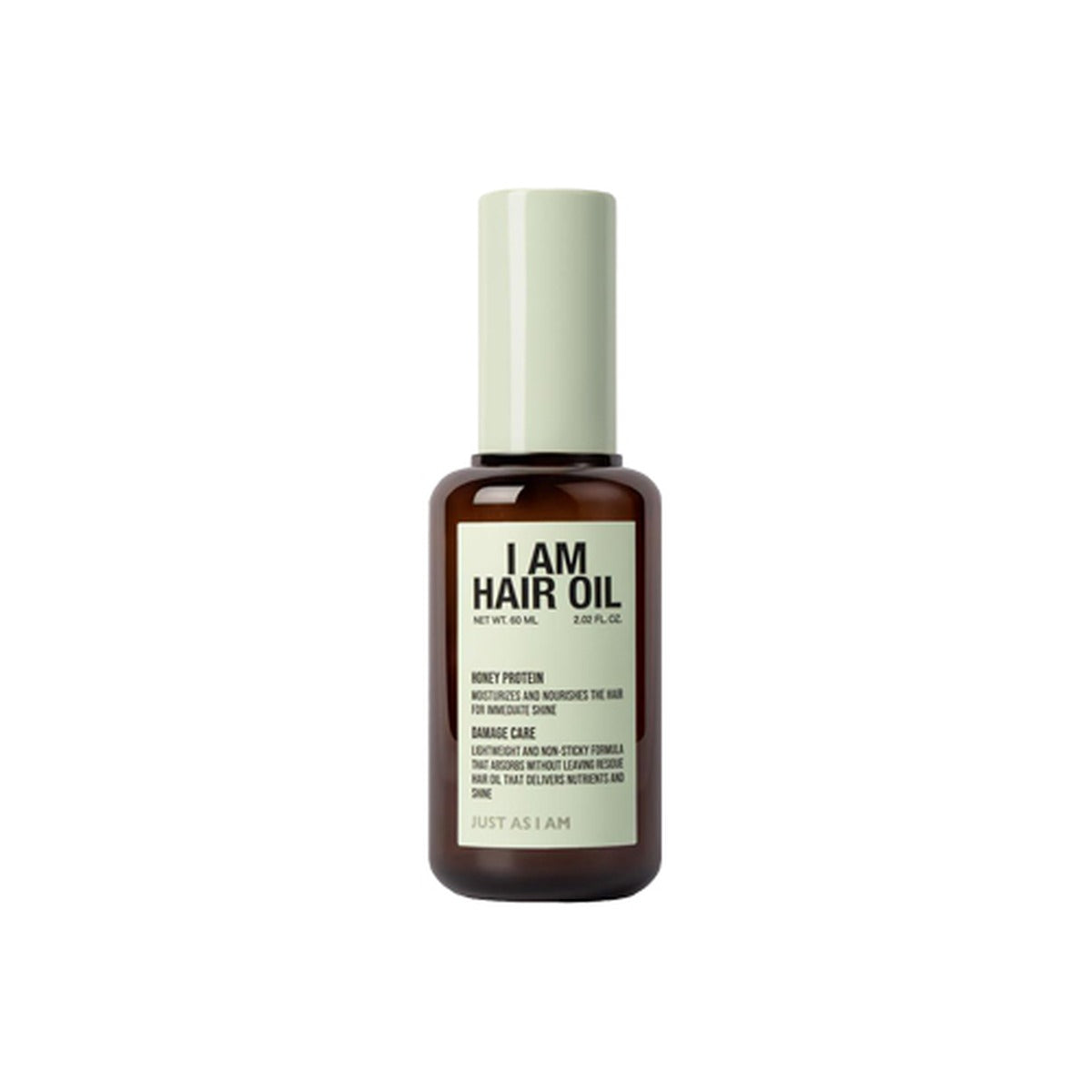 JUST AS I AM I Am Hair Oil, Honey Protein 2.02 fl oz (60 ml) — brown hair oil bottle