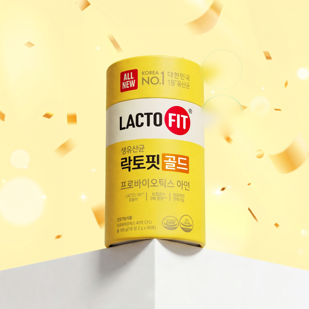 LACTO-FIT Gold Probiotics canister, official styled image