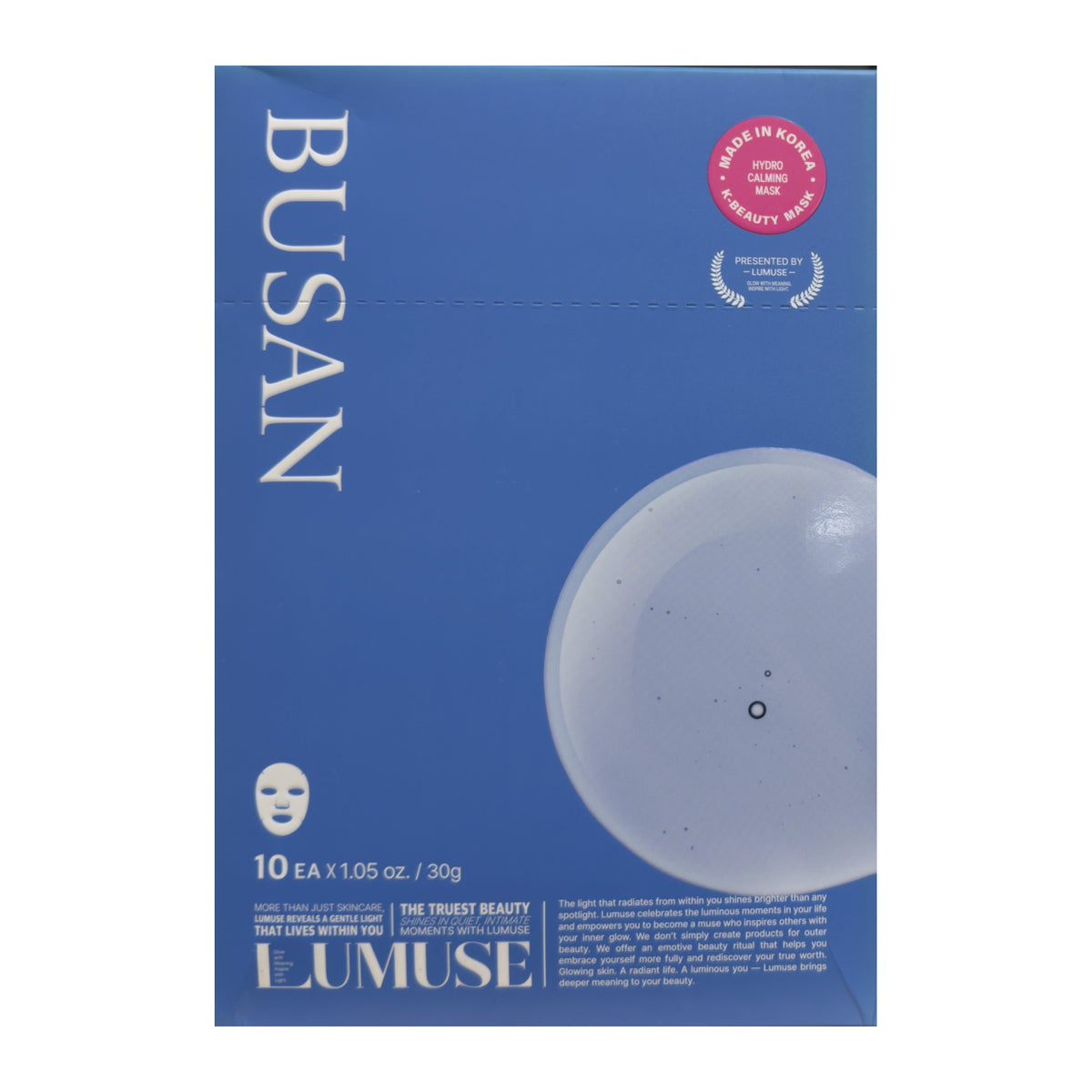 LUMUSE Hydro Calming Mask Busan 10 sheet box front