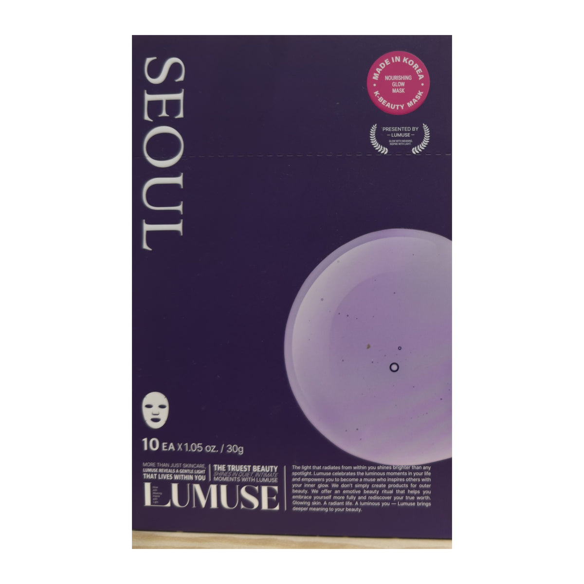 LUMUSE Nourishing Glow Mask Seoul 10 sheet box front