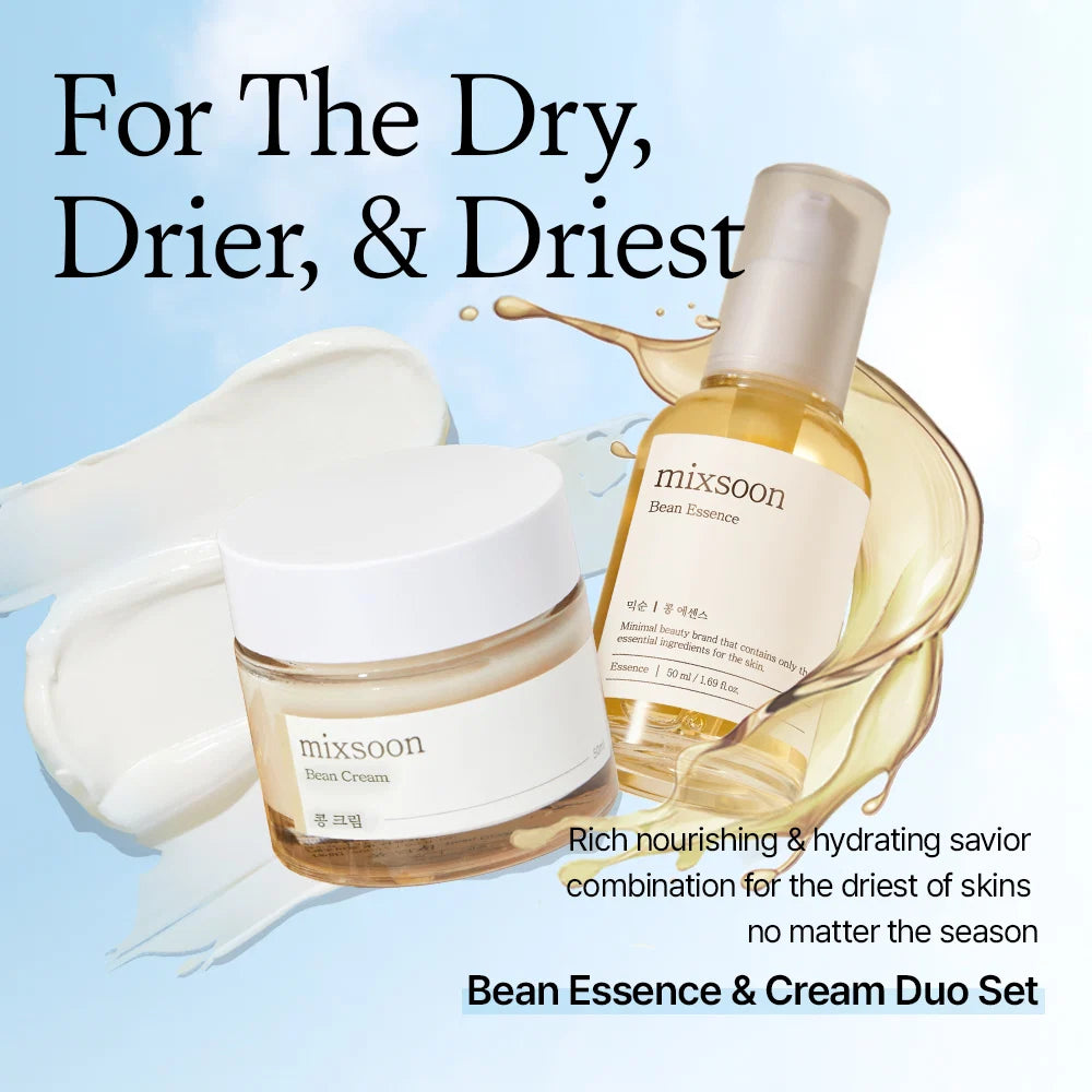 mixsoon Bean Essence and Bean Cream duo set graphic for dry skin