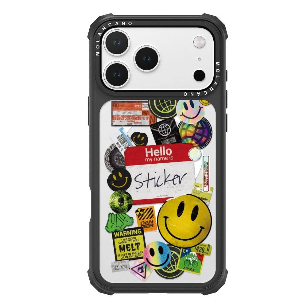 Molan Cano Impact Zero case with the Smile Sticker collage print