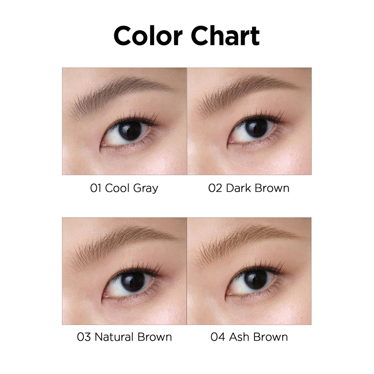 Peripera Speedy Skinny Brow Mascara colour chart