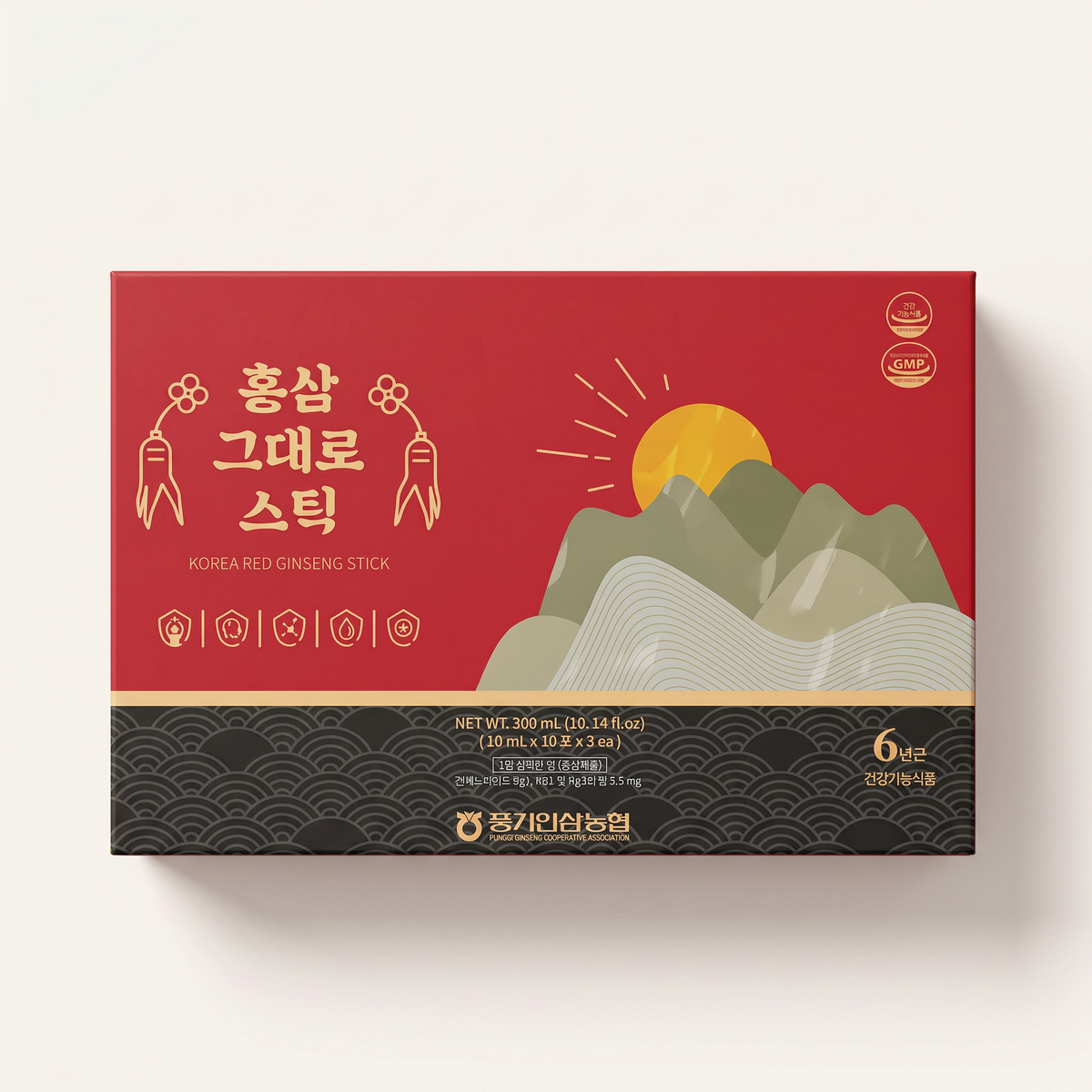 Korea Red Ginseng Stick box front, 6 year Korean red ginseng