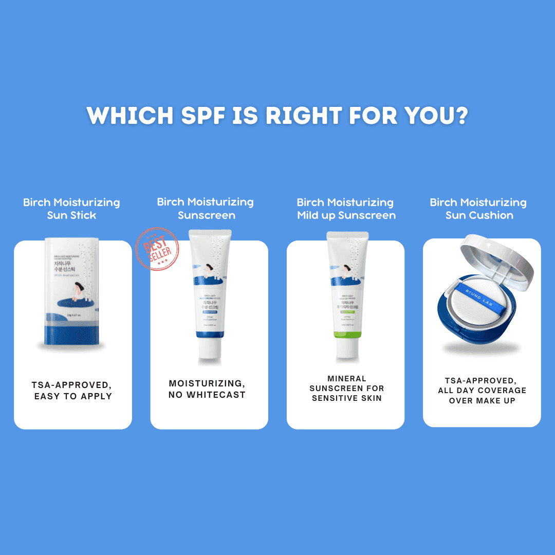 Round Lab Birch Juice sun care line comparison chart