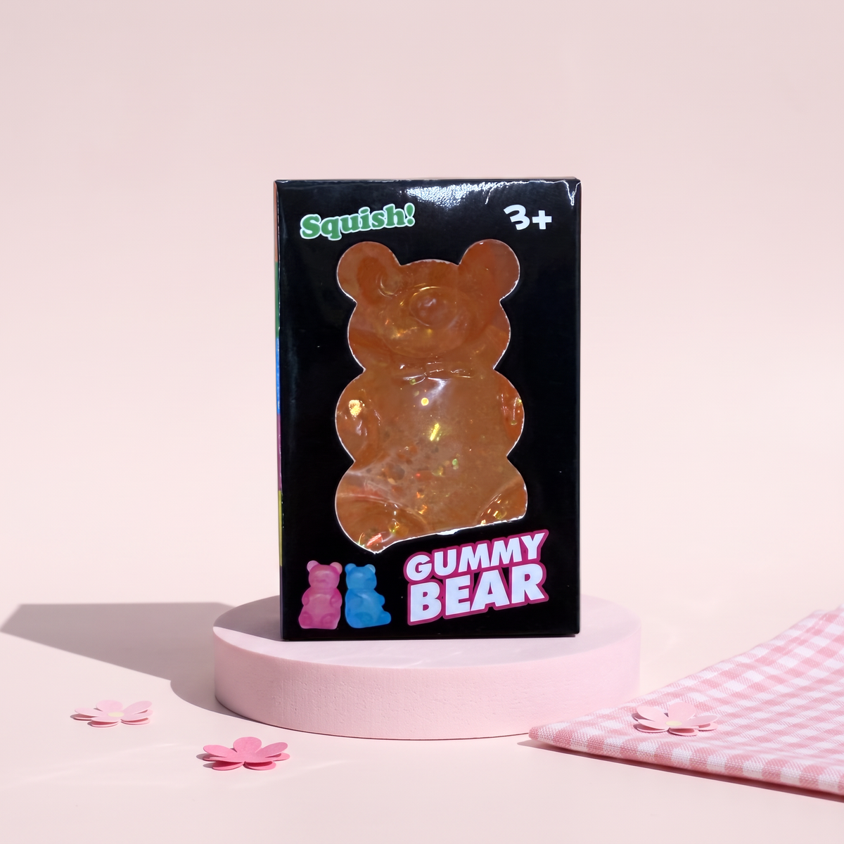 Squishy Squeezy Gummy Bear Squish Squishy Toy, styled key visual