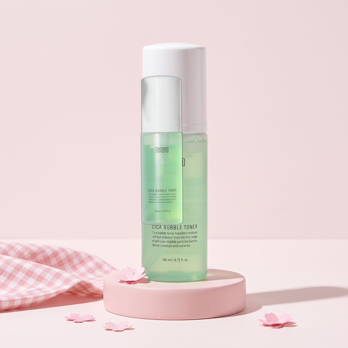TENZERO Cica Bubble Toner 4.7 fl oz (140 ml), styled key visual