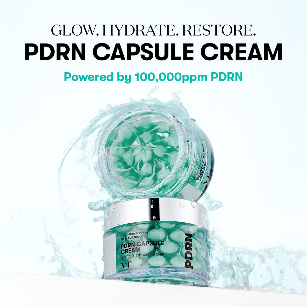 VT Cosmetics PDRN Capsule Cream 100 1.69 fl oz (50 ml) — brand product information graphic for the capsule cream