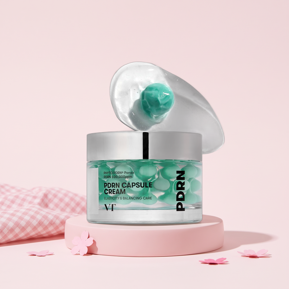VT Cosmetics PDRN Capsule Cream 100 1.69 fl oz (50 ml), styled key visual