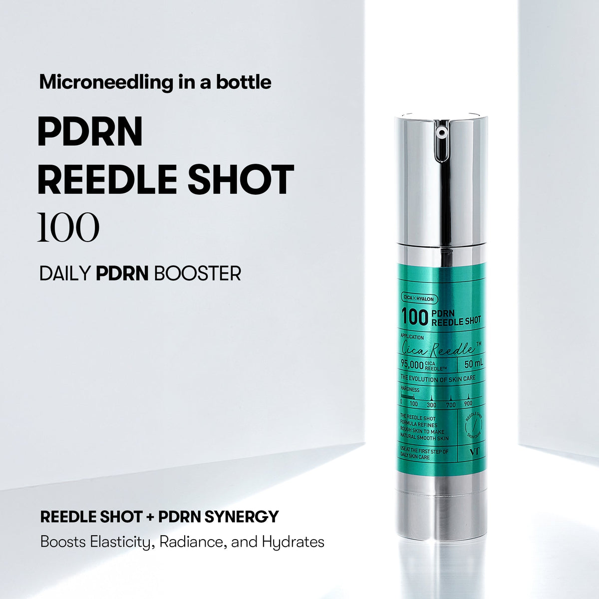 VT Cosmetics PDRN Reedle Shot 100 1.69 fl oz (50 ml) — PDRN Reedle Shot bottle and carton with product information