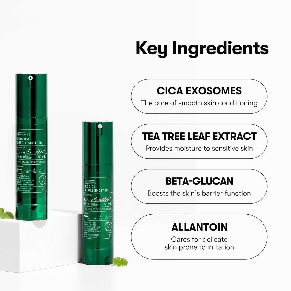 Key ingredients: cica exosomes, tea tree leaf extract, beta-glucan, allantoin