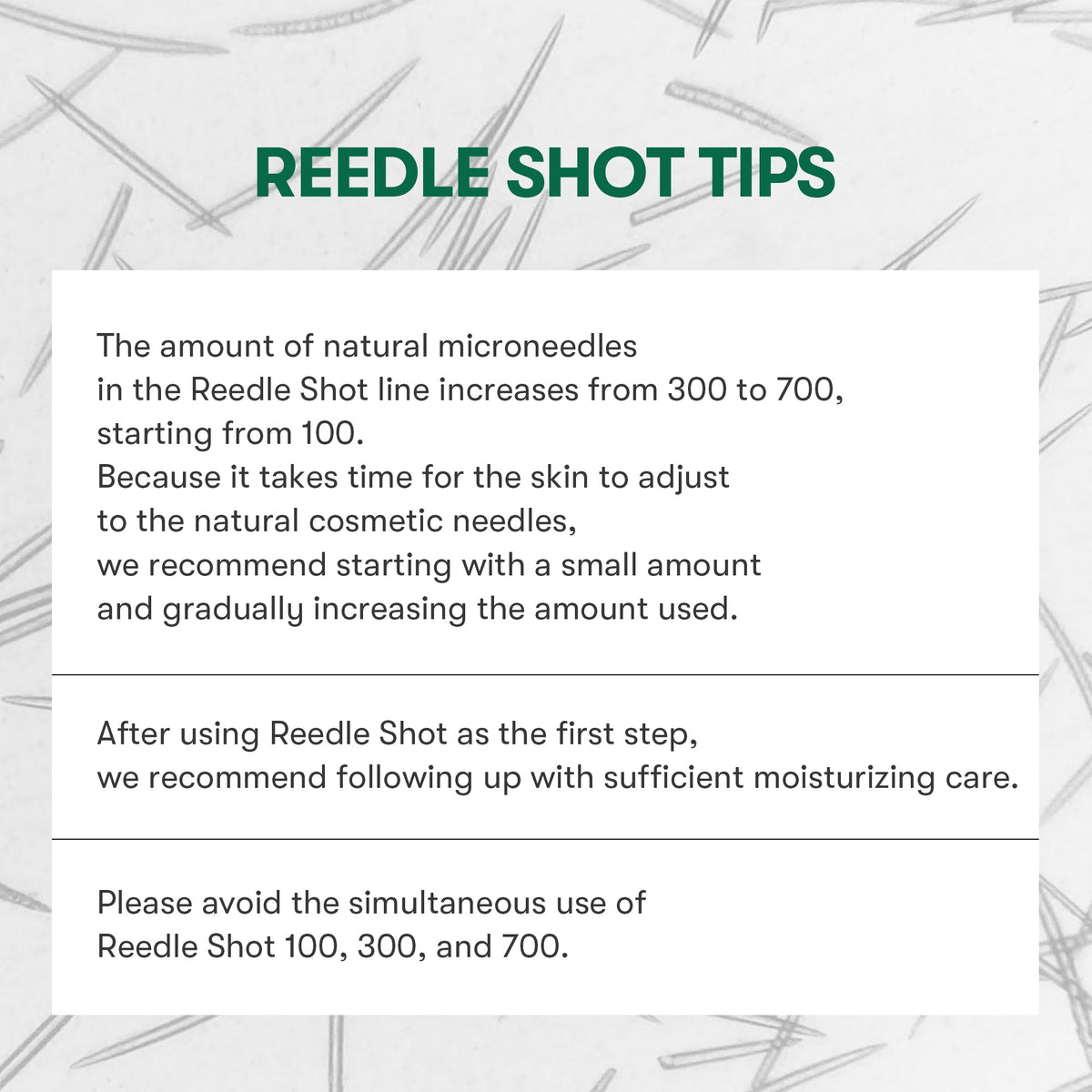 Reedle Shot tips: start with a small amount and follow with moisturizer