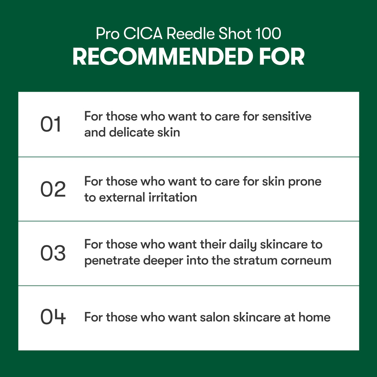 Who Pro Cica Reedle Shot is recommended for