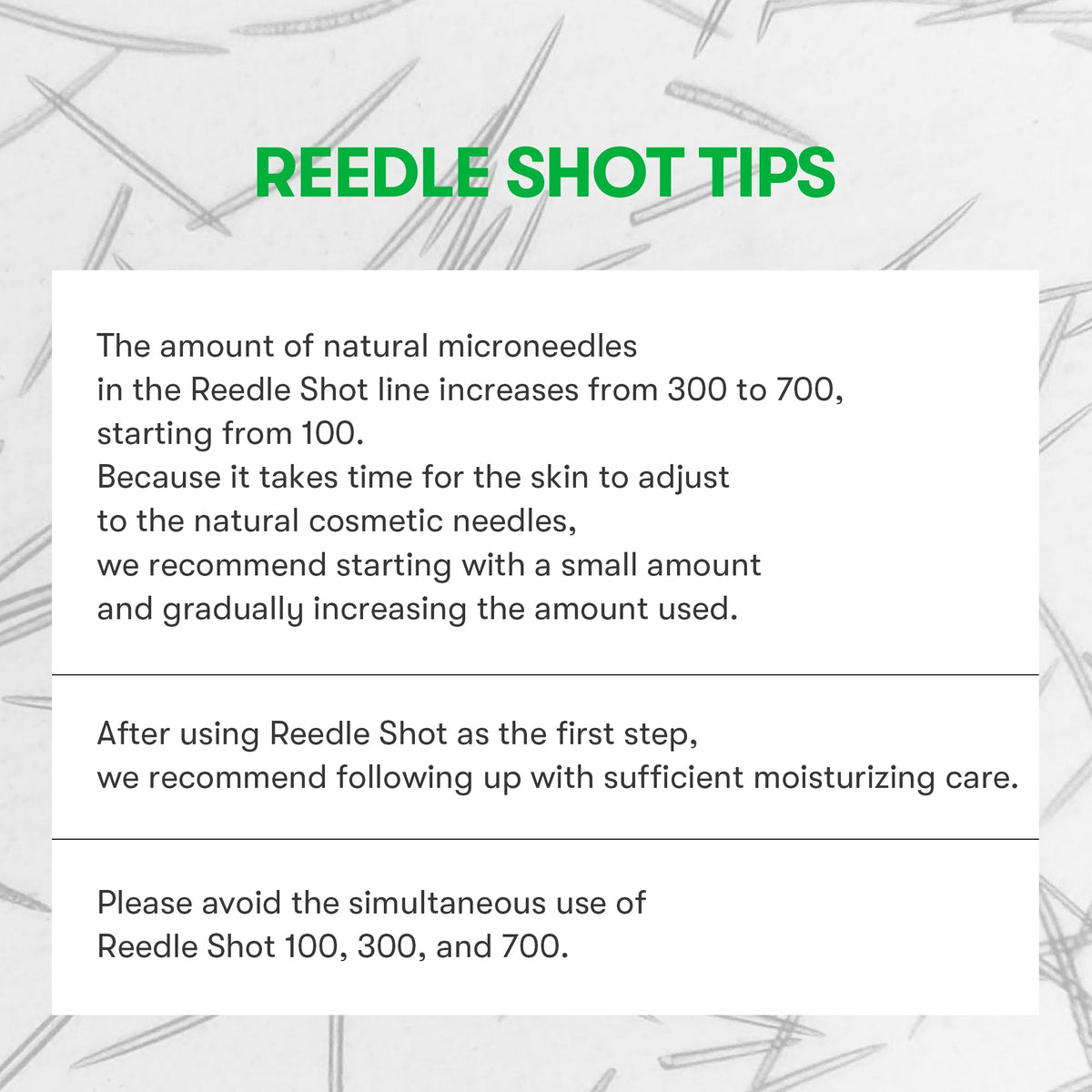 Reedle Shot tips: start with a small amount and follow with moisturizer