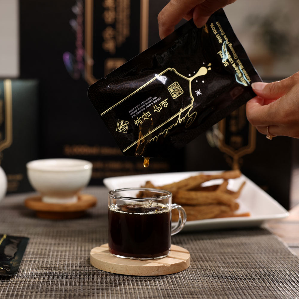 Korean Black Ginseng Pure Extract, 60 x 50 mL Pouches (3,000 mL Total)