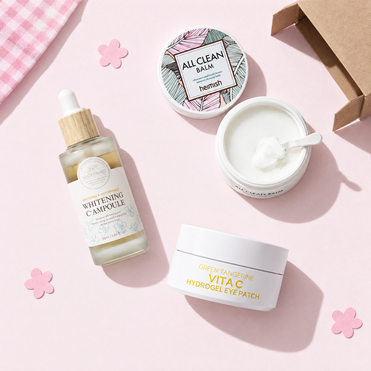 Glow Routine Set: Whitening C Ampoule, heimish All Clean Balm and Vita C Hydrogel Eye Patch