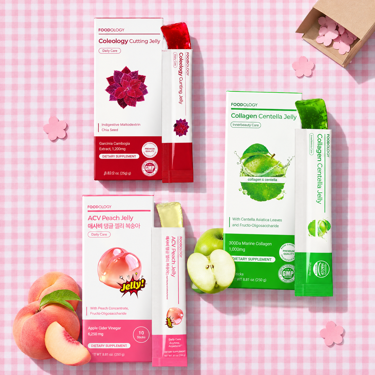 Jelly Trio Box on a pink gingham cloth