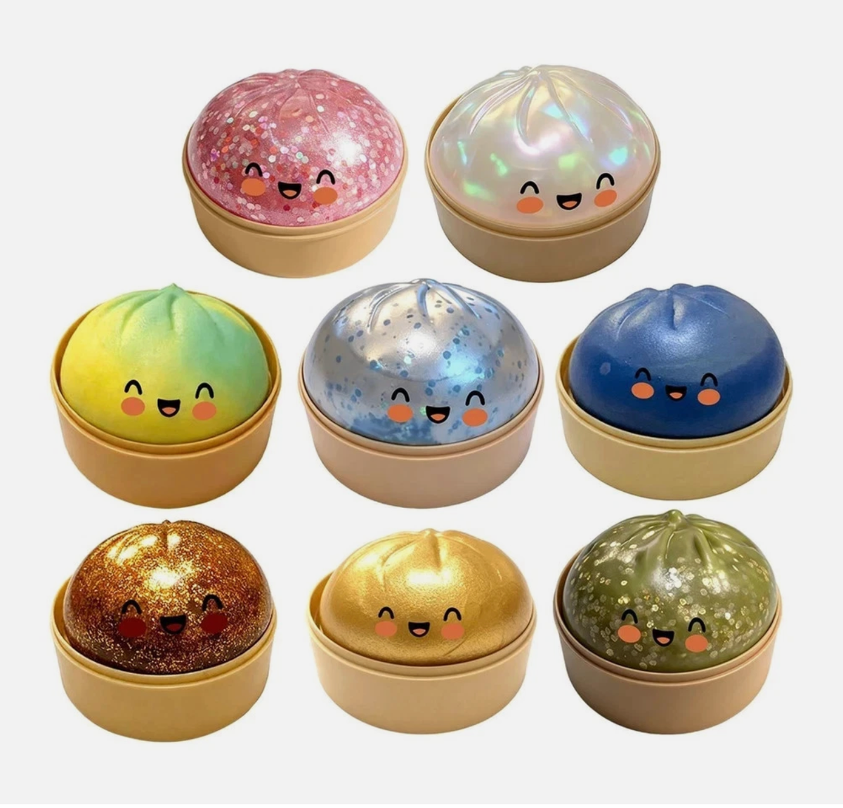 Awesome Bun Mystery Squishy Blind Box, Glitter Edition